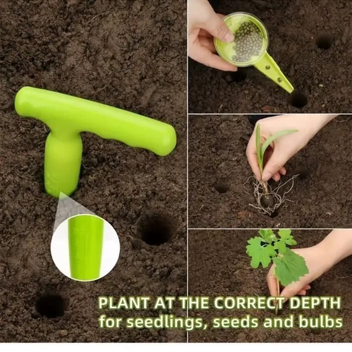 Nouveau Outils de jardinage en plastique réglable planteur à main semoir marqueurs de jardin support d'étiquette