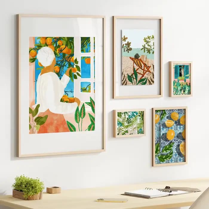 Affiche et imprimés d'illustration abstraite de plantes de fleurs de fruits de citron de jardin