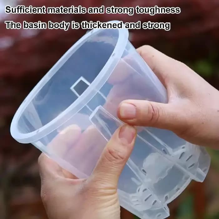 Pot de fleurs transparent en plastique pour le contrôle des racines