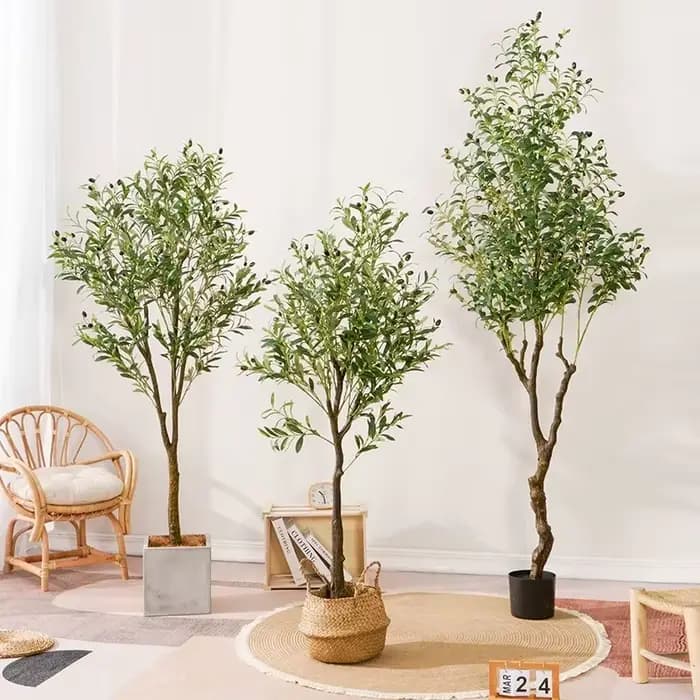 Grande plante artificielle d'olivier faux olive avec bassin 60 Cm à 210 Cm arbre en soie tropicale pour la décoration de fête de bureau à domicile