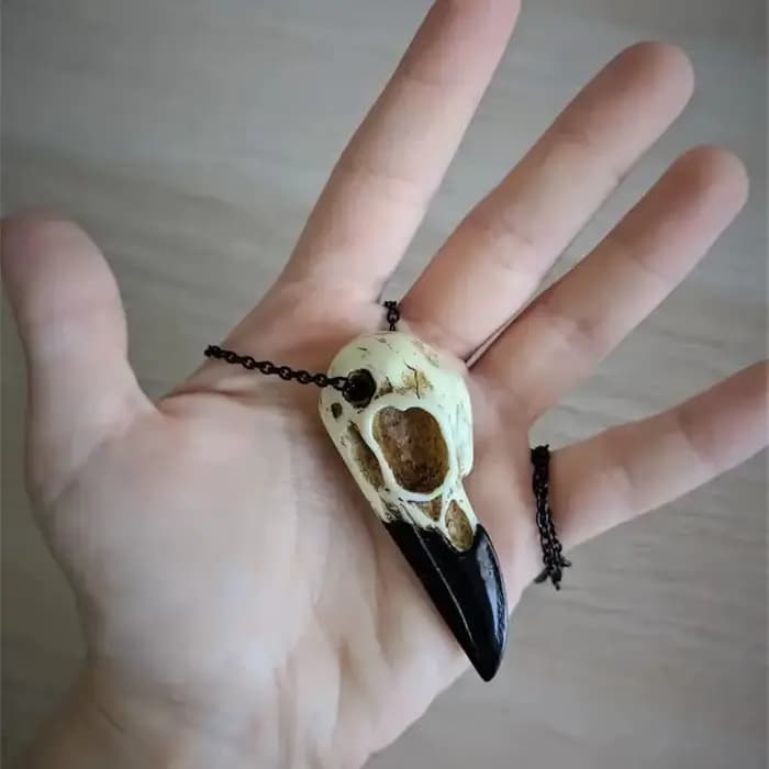 Collier crâne de corbeau pour Halloween, bijoux gothiques, cadeau d'urgence, effrayant, médecin de la peste, sorcière