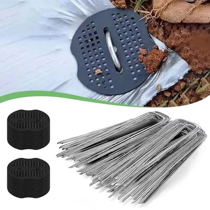 Piquet de jardin en métal argenté en forme de U