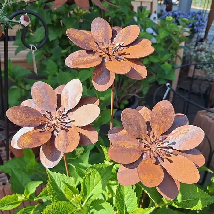 Rustique fer fleur Stake 3D Floral Yard Ornament Garden Pick en plein air pelouse patio art décoratif artisanats