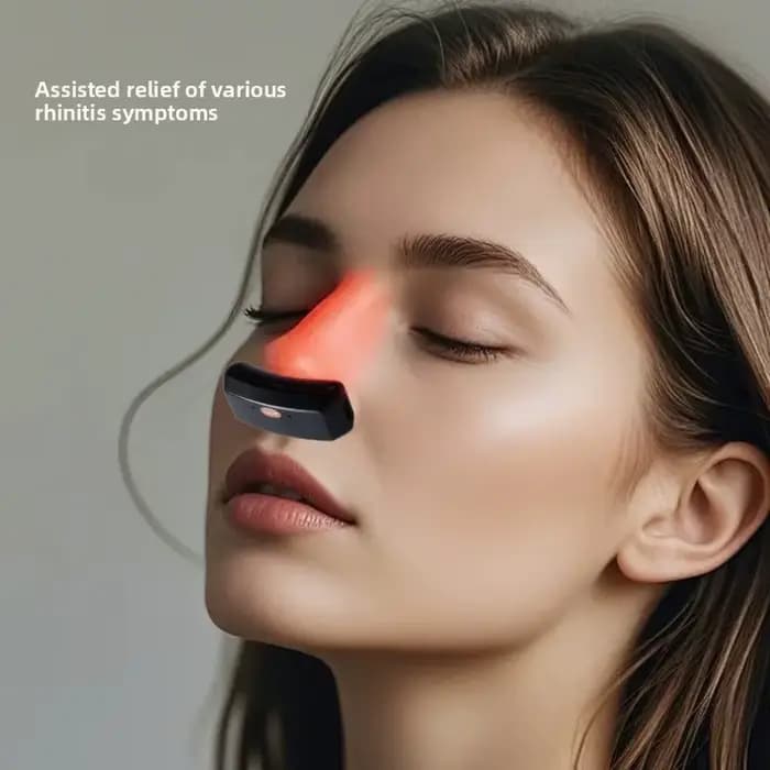 Appareil de thérapie nasale à lumière rouge sans fil, outil de soulagement de la rhinite, massage nasal à impulsions basse fréquence pour améliorer la ventilation nasale
