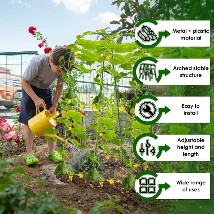 Treillis de jardin en forme de U pour concombres avec filet détachable