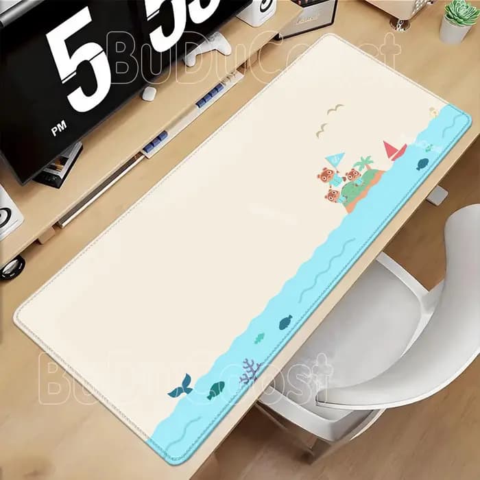 Animal Crossing Grand tapis de souris Kawaii antidérapant, accessoires de bureau mignons de dessin animé, tapis de souris avec impression HD, tapis de bureau surjeté