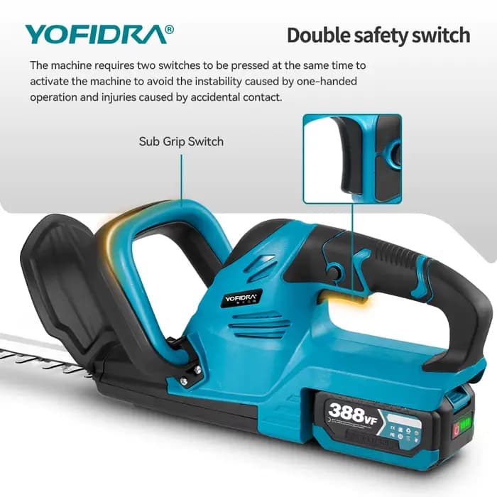 Taille-haie électrique YOFIDRA 2000W, 15000 tr/min, tondeuse à gazon, outil de jardinage et d'aménagement paysager, pour batterie 18V-21V