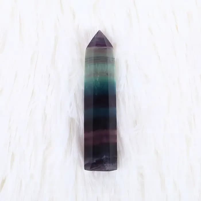 Cristal de Fluorite naturel, Fluorite à rayures colorées, 4-7CM, pierre de cristal de Quartz, pointe de guérison, baguette hexagonale, pierre de traitement