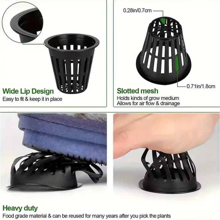 24/48 pièces Pots en filet perforé ronds de 2 pouces pour jardinage hydroponique