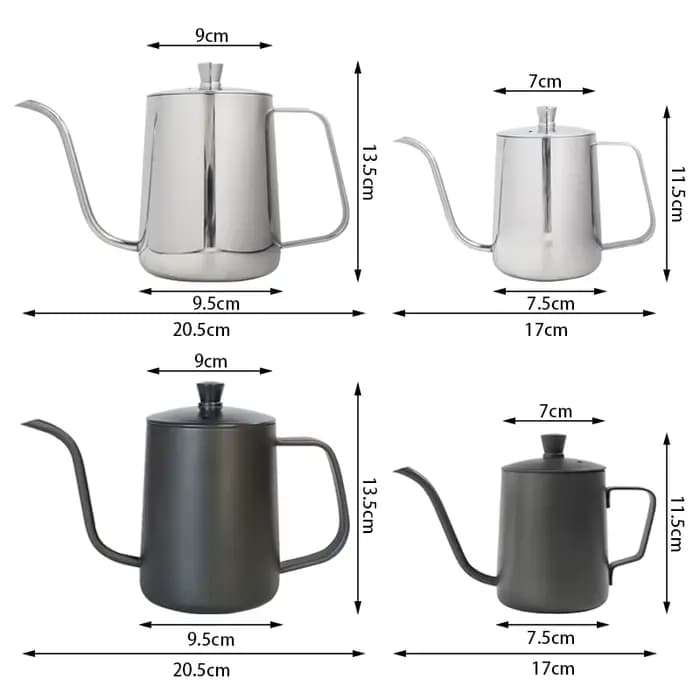 Bouilloire à café goutte à goutte de 600ml, Pot à main noir, col de cygne, théière domestique en acier inoxydable 304 de haute qualité, bec fin