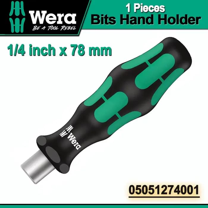 Wera 813 Bits support à main avec poignée de mandrin à dégagement rapide Anti roulement Mini tournevis bitholder outil