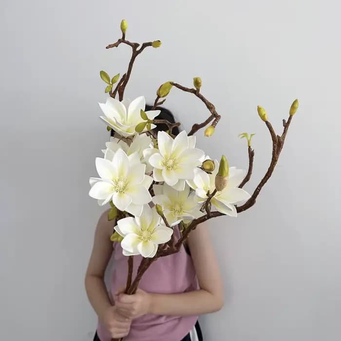 Magnolia blanc 70cm fleur artificielle Faux dégradé