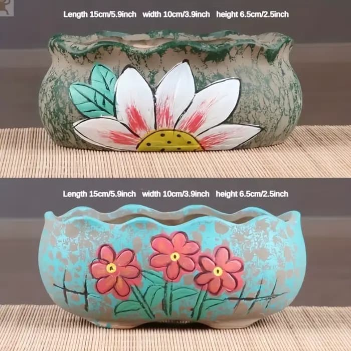 Ensemble de pots à succulentes en céramique peints à la main