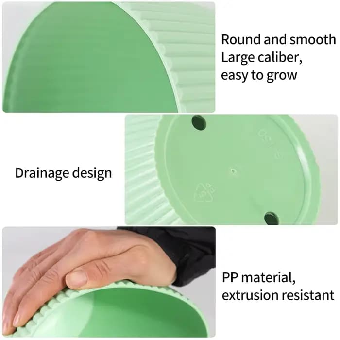 Pot de fleur en plastique Pot de plante succulente avec plateau aneth vert rond Double couche petit Pot