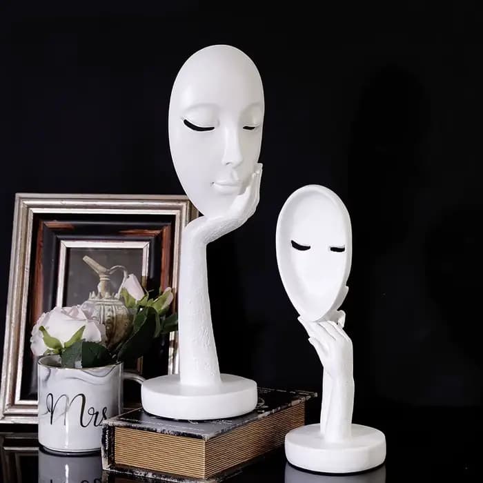 Sculpture abstraite de visage féminin, Art mural moderne en résine pour salon, décoration de chambre à coucher pour femmes, ornement minimaliste