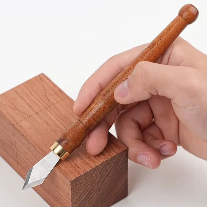 Outil de couteau à découper à double biseau en bois