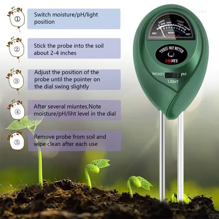 3 en 1 sol PH mètre lumière du soleil PH testeur jardin fleurs sol capteur d'humidité compteur plantes acidité humidité PH moniteur détecteur