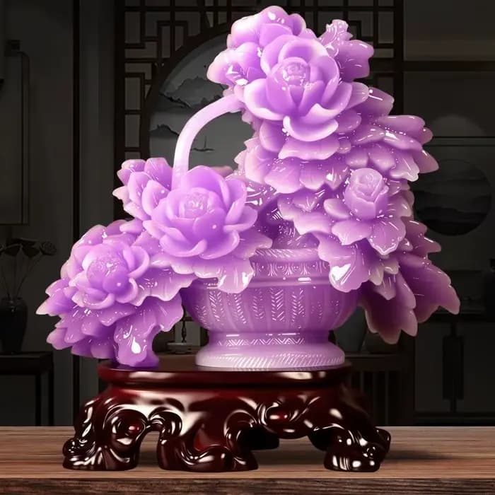 Pot de fleurs violet en résine
