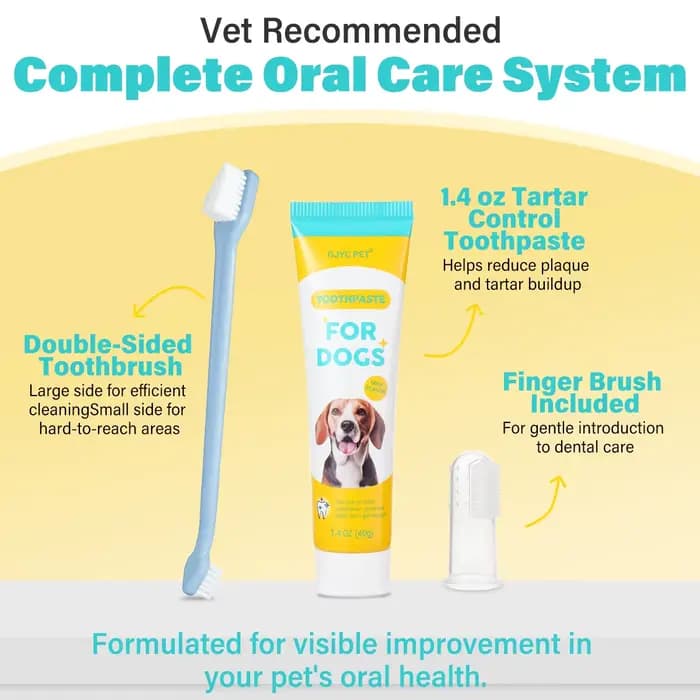 Kit de soins dentaires pour chiens et chats, dentifrice au lait, brosse à dents, nettoyage en profondeur, rafraîchit l'haleine, réduit la plaque dentaire, soins bucco-dentaires pour toutes les races
