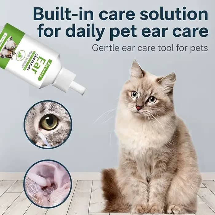 Nettoyant auriculaire naturel à base de plantes pour chiens et chats, 60 ml, élimine cérumen et saletés, soin quotidien doux à domicile, liquide nettoyant facile à utiliser
