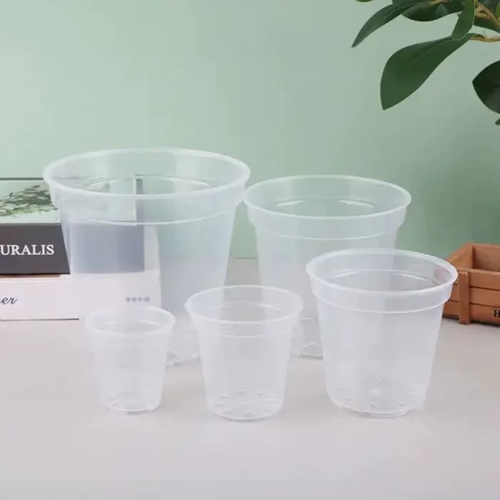 Pot de jardinière rond Transparent en plastique Durable