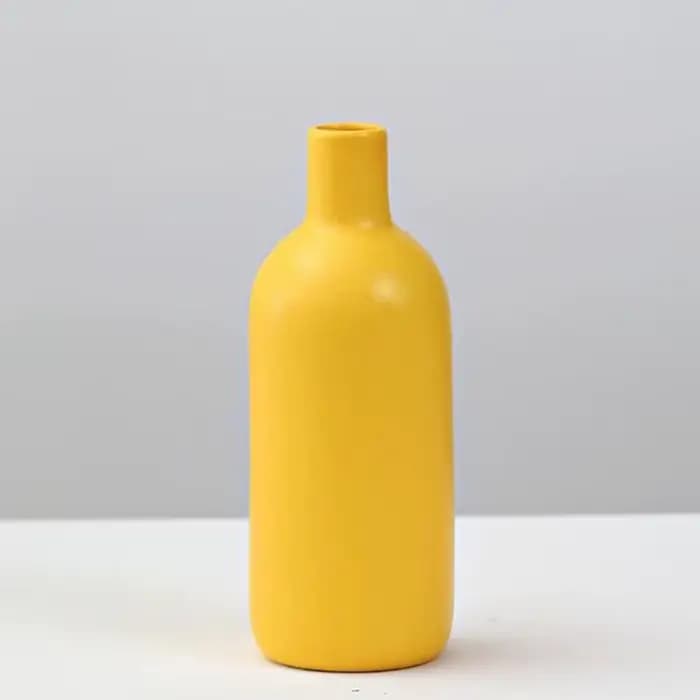 Vase à Fleurs en Porcelaine Jaune pour Décoration de Salon