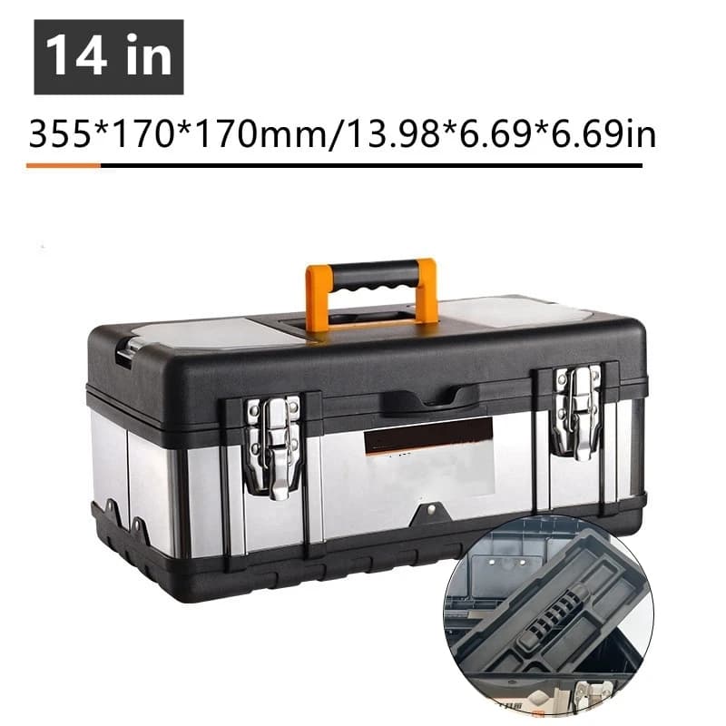 Boîte à outils portable en acier inoxydable pour la maison, boîte de rangement de qualité industriel