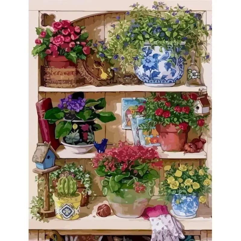 Peinture par numéros : plante en pot pour adultes, tableau à peindre par numéros, paysage, peinture