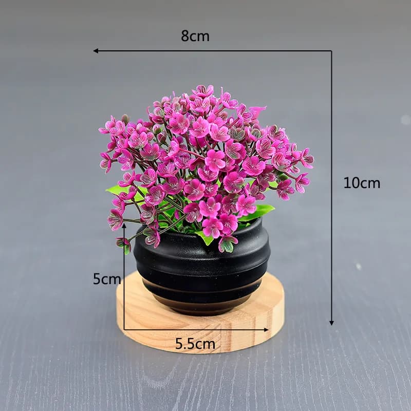 Plantes artificielles en pot, bonsaï vert Sakura, boule de neige, petites plantes d'arbre, fausses f