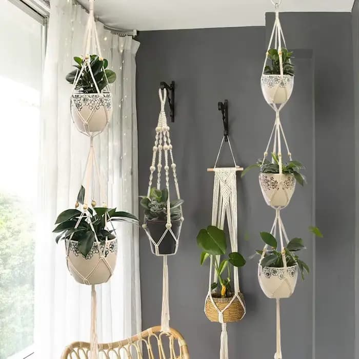 Plante suspendue en macramé faite à la main, Pot de fleur, jardinière, décoration murale, cour, jard