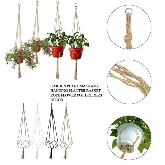 Corde tressée en macramé bricolage, conflicbasket, pot de fleur, paille, filet, cintre, support de jardin, artisanat, plante, accessoires de décoration de balcon