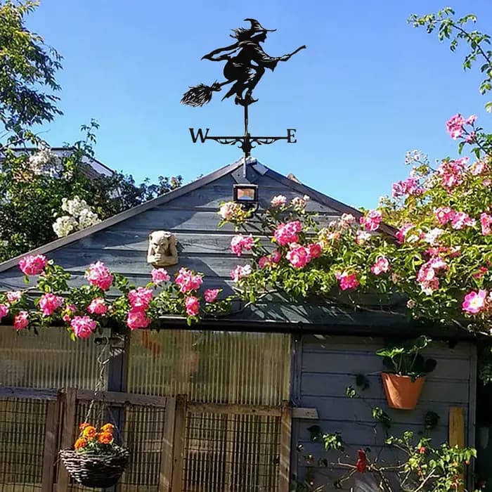Girouette avec piquet de jardin rétro, girouette, outils de mesure, décoration de toit extérieur, dé