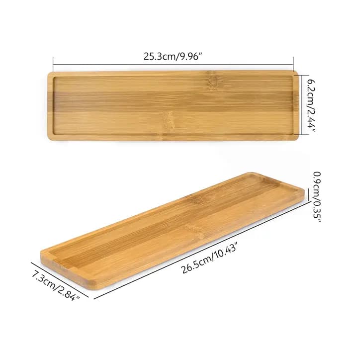 Soucoupes rectangulaires pour plantes en bambou