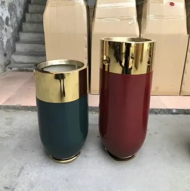 Grands Pots de jardinières de luxe modernes en or de 11 pouces