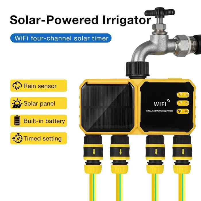 Système d'irrigation solaire intelligent Wi-Fi 1/2/4 sorties, contrôleur de temporisation d'irrigati