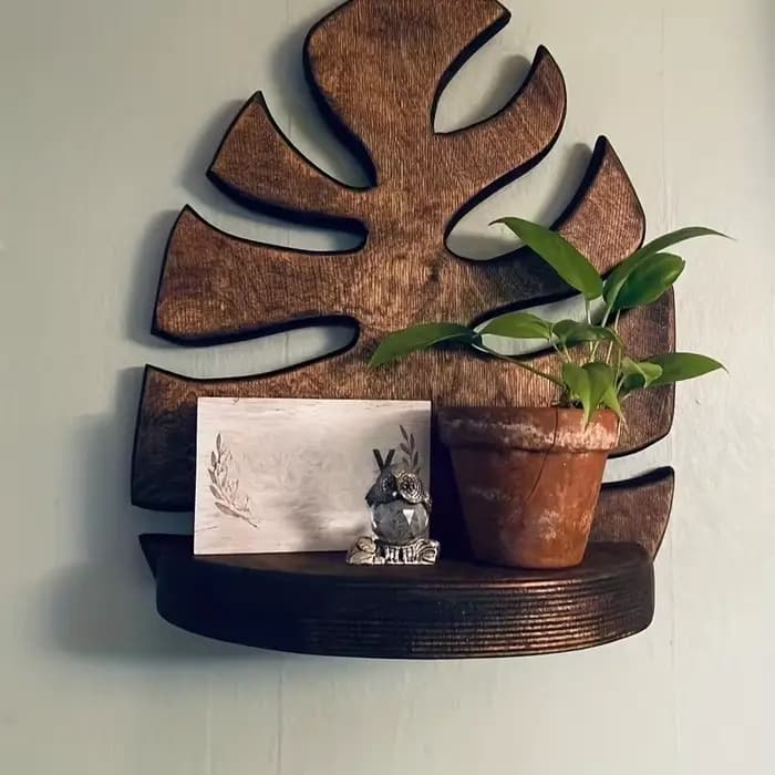 1 étagère murale en bois pour plantes Monstera