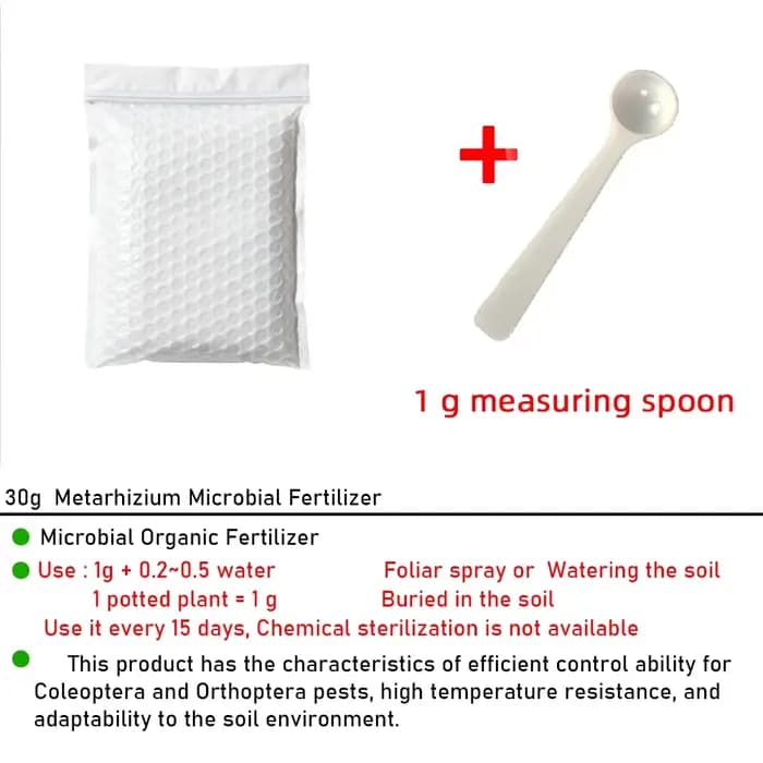 Engrais Microbien Hydrosoluble Écologique Metarhizium 30g – Protège les Plantes – Biofertilisant Naturel pour l'Agriculture Durable