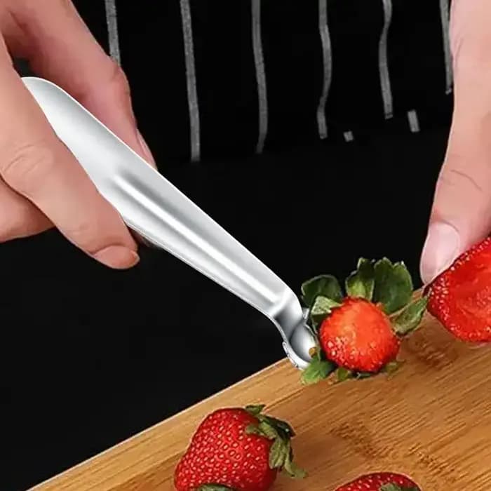 Outil de retrait de tige de fraise, outil de retrait de corer en acier inoxydable, outil de retrait de tige supérieure de tomate Portable ergonomique