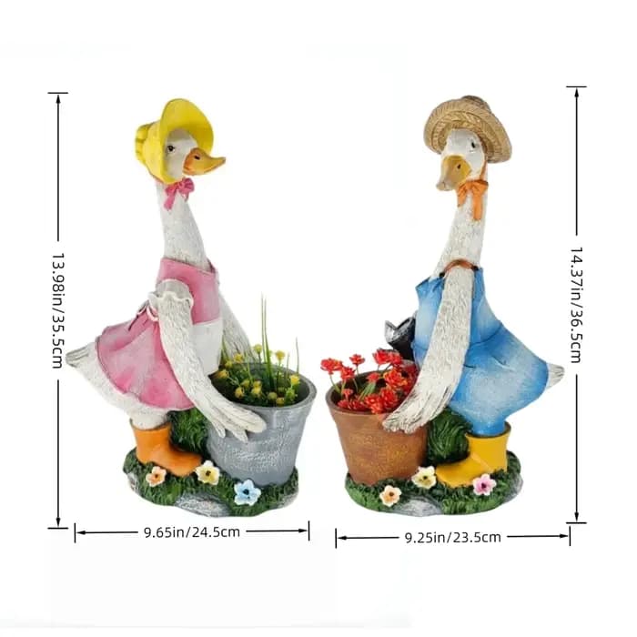 Statue de canard de jardin en résine avec jardinière ; Ornement