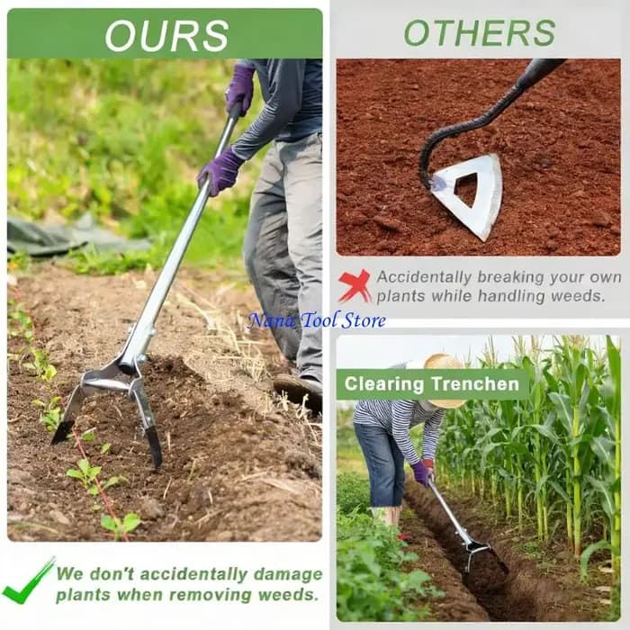 Houe à bord creux, outil jardinage à fonctions multiples 31GJ