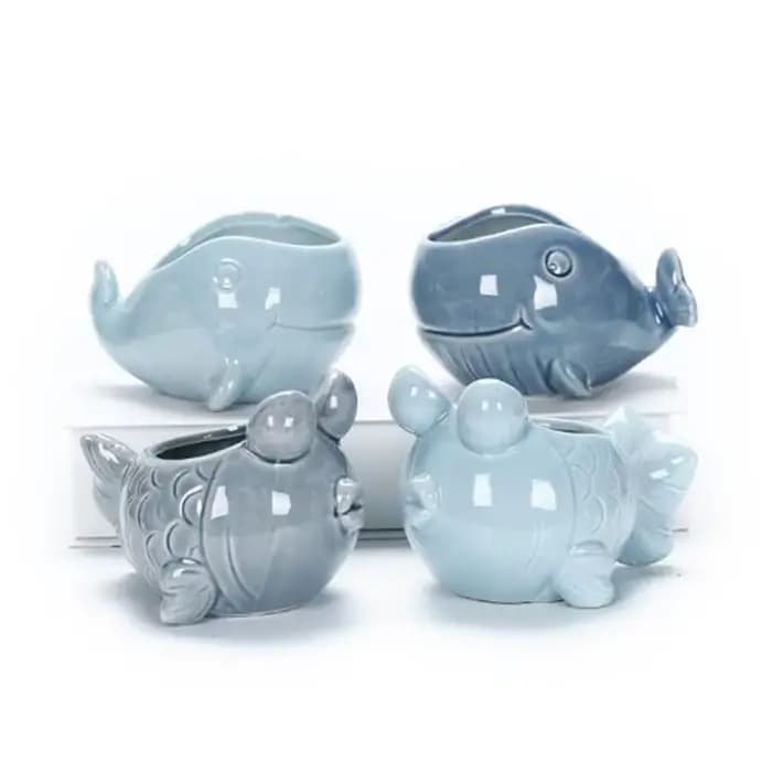 Pot de fleurs en porcelaine bleue de style européen