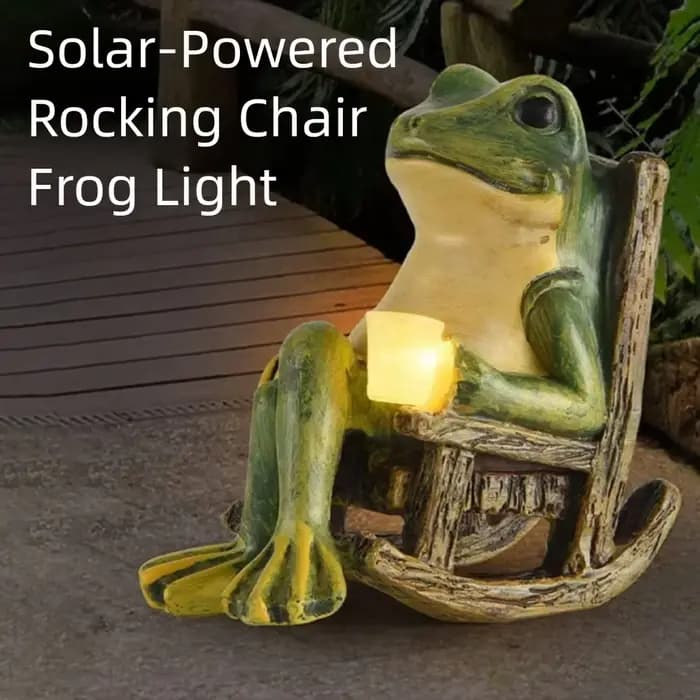 Lampe de nuit solaire étanche en forme de grenouille, style rustique créatif, chaise à bascule greno