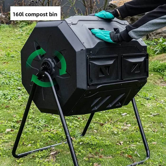 Composteur à bascule grande capacité pour déchets de jardin et de cuisine, bac de fermentation aérobie anti-corrosion pour extérieur