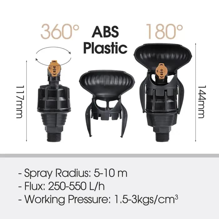 1 pièces extérieur 1/2 "" 360 ° Arroseur automatique rotatif noir, buse d'irrigation d'eau pour ja