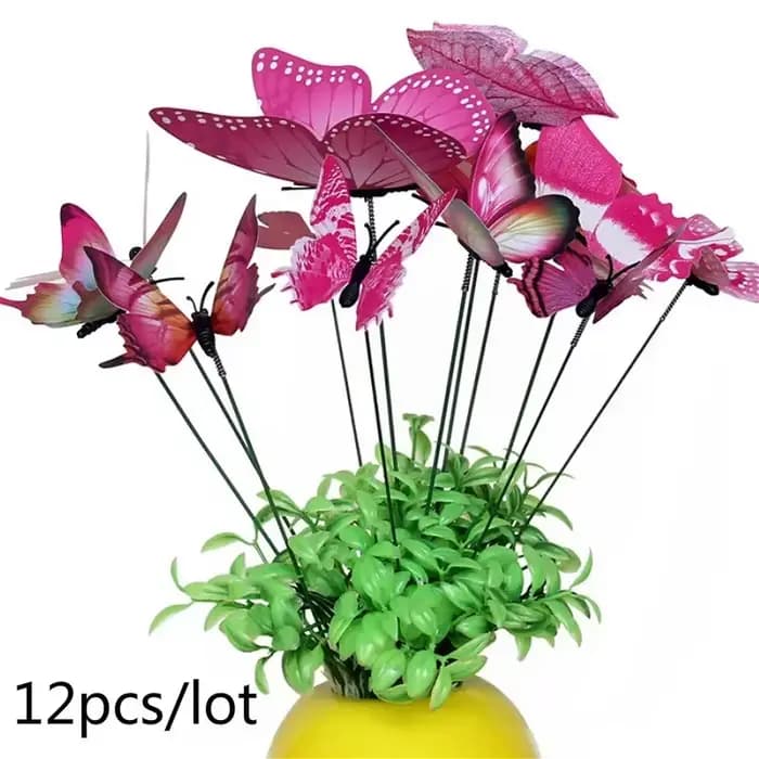 12 pièces/ensemble papillons colorés piquet de jardin jardinière de cour piquets de papillon décorat