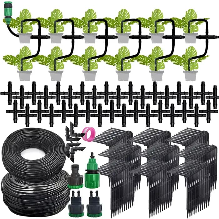 Kit d'irrigation goutte à goutte pour serre, système d'arrosage automatique, goutteur de tuyau, 4 vo