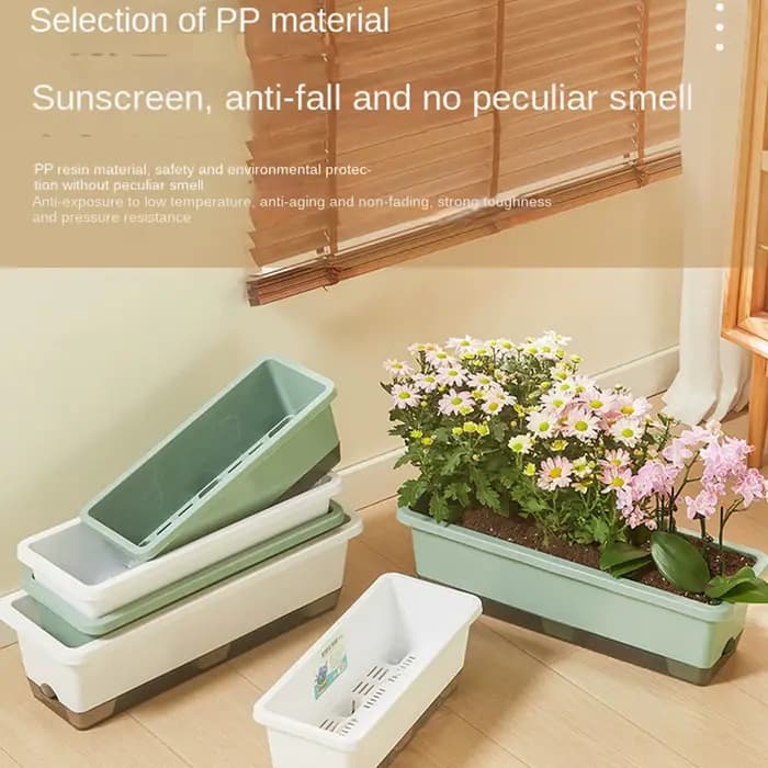 Pot de fleurs auto-arrosant pour légumes, avec base, trou de drainage et corde absorbante, pots rect