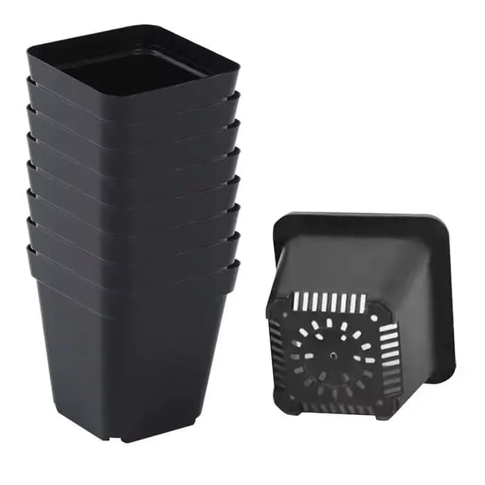Pots de démarrage pour plantes de pépinière, 50 pièces, Pots de démarrage pour graines, conteneur de plantes à fleurs en plastique, gobelets de semis carrés noirs