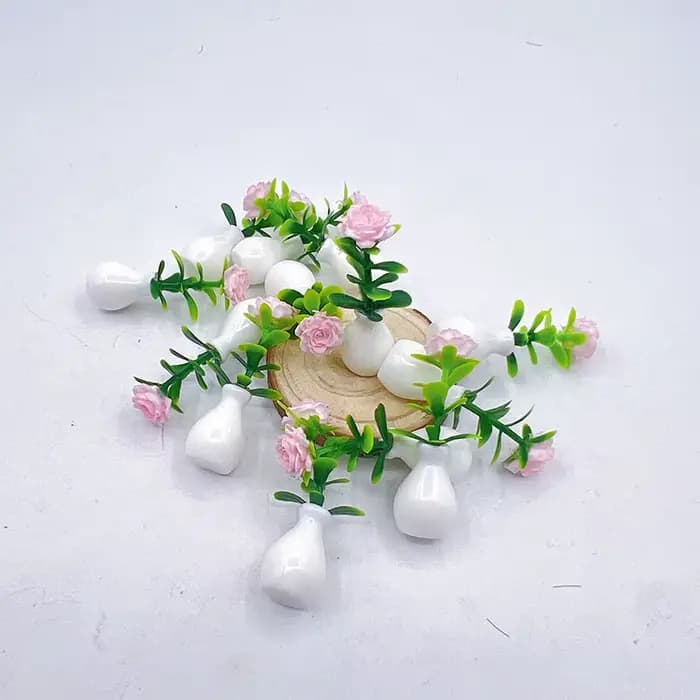 Mini vase pot de fleurs avec modèle de fleur décoratif, rose miniature, décoration de meubles, décor