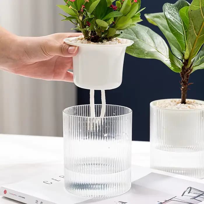 Pot de fleurs auto-arrosage pour plantes hydroponiques succulentes d'intérieur, Mini Pots de jardinière pour aquarium, Pot de fleur de table, décor de bonsaï pour la maison